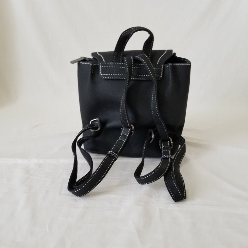 NWT! Montana West Black Faux Leather Mini Backpack Tote Bag w/Adjustable Straps - Picture 11 of 14